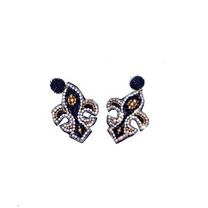 Black & Gold Saints Fleur de Lis Earrings